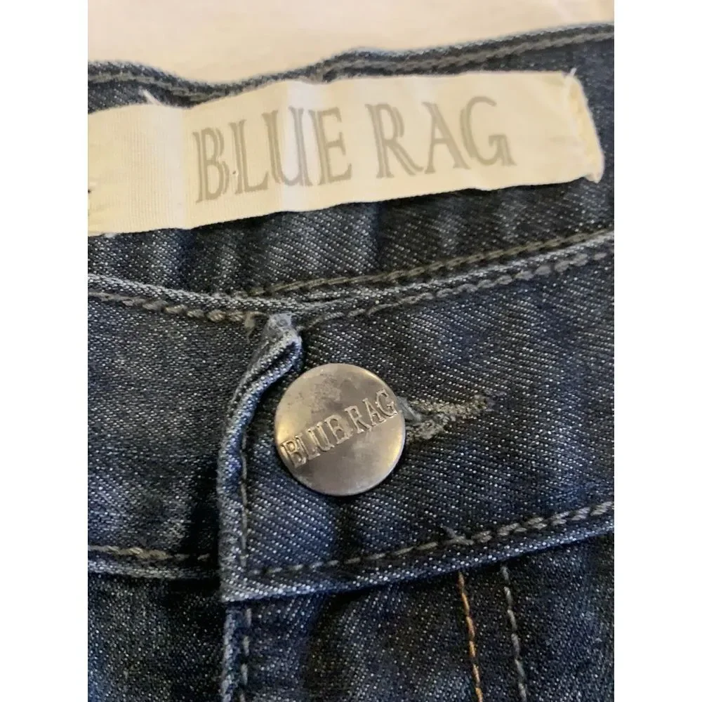 Blue Rag Mens Size 34x30‎ DESIGNER Distressed Jeans Pocket Stitching & Rivets